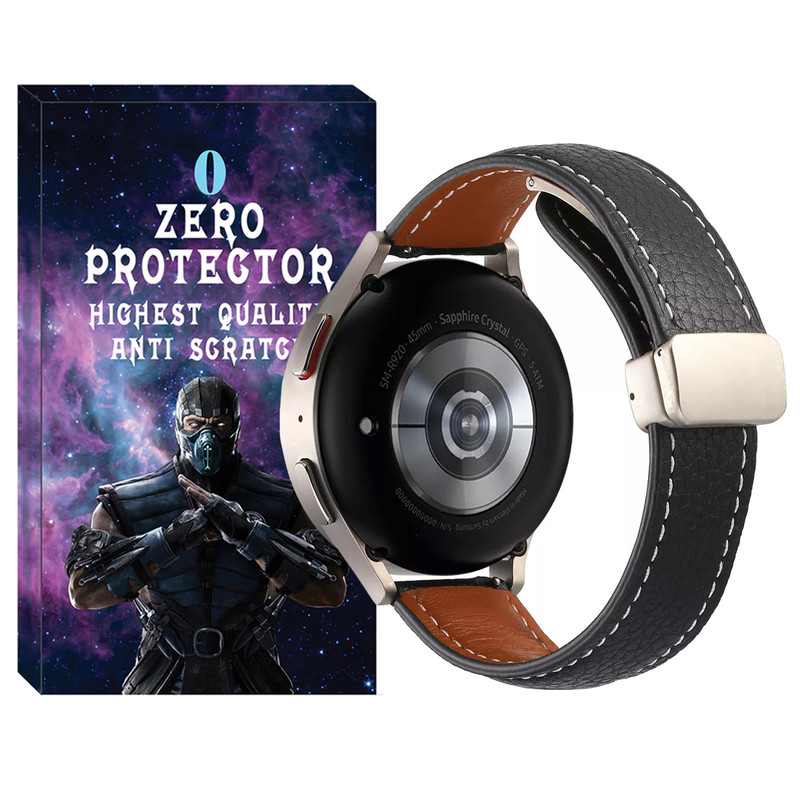 بند زیرو مدل MAG Leather ZR مناسب برای ساعت هوشمند سامسونگ Galaxy Watch 4/5/6/7/FE سایز 40/43/44/46/47 میلی متری