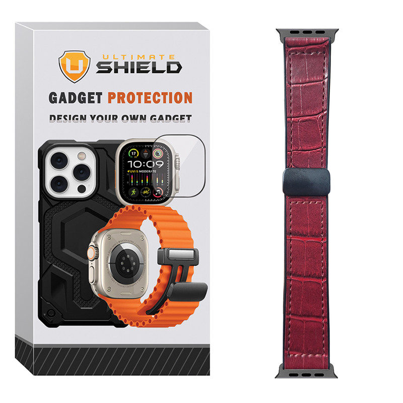 بند آلتیمیت شیلد مدل BB Leather Mag مناسب برای اپل واچ سری 7/8/9 سایز 45 میلی متری