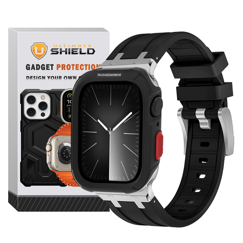 بند آلتیمیت شیلد مدل Stylish Rugged مناسب برای اپل واچ 45 میلی متری سری 7 به همراه کاور