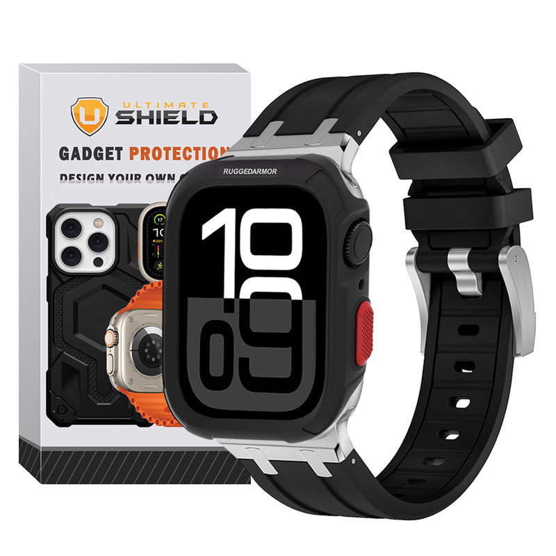 بند آلتیمیت شیلد مدل Stylish Rugged مناسب برای اپل واچ 46 میلی متری سری 10 به همراه کاور