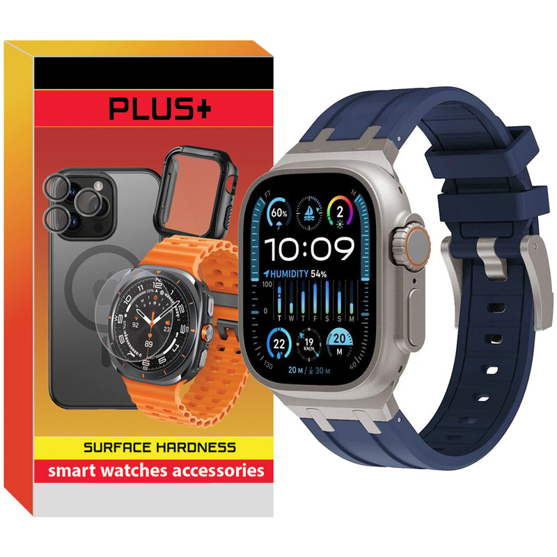 بند پلاس مدل Silicone AP PL مناسب برای اپل واچ سری Se/1/2/3/4/5/6/7/8/9/Ultra/Ultra2 سایز 42/44/45/49mm