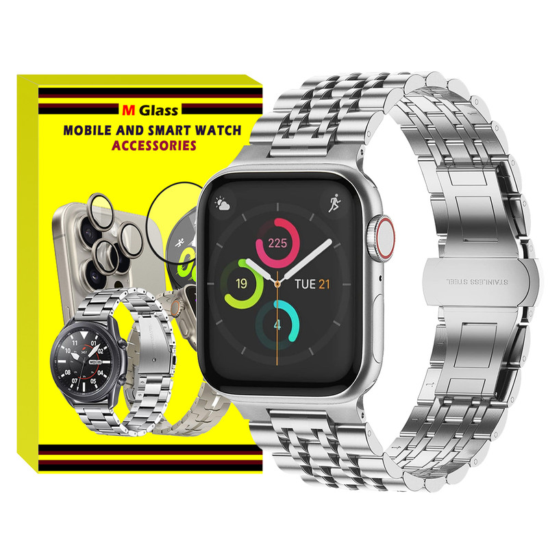بند ام‌گلس مدل 7Bead MG مناسب برای اپل واچ سری Se/1/2/3/4/5/6/7/8/9 سایز 38/40/41 میلی متری