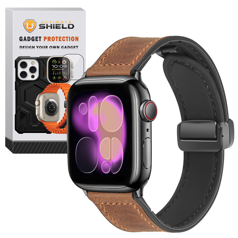 بند آلتیمیت شیلد مدل Smooth Leather Mag مناسب برای اپل واچ 38 میلی متری سری 2