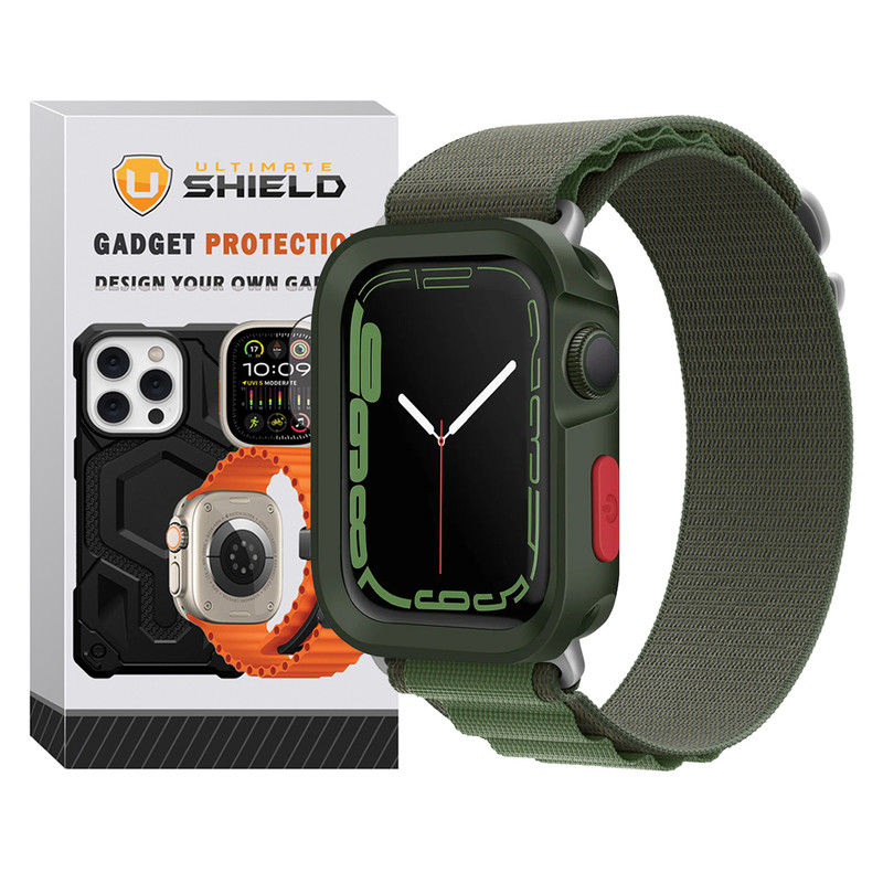بند آلتیمیت شیلد مدل Alpine Defender مناسب برای اپل واچ سری 7/8/9 سایز 41 میلی متری به همراه کاور