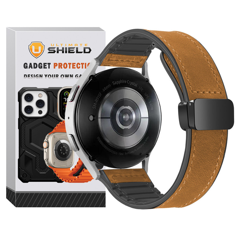 بند آلتیمیت شیلد مدل Smooth Leather Mag TW مناسب برای ساعت هوشمند هایلو RS3 LS04 / RS5 / Solar Plus / Solar Pro / Solar Lite / Solar Neo / GST / GST Lite / GS / RT2 / LS02 Pro / Watch 2 Pro / R8 22mm