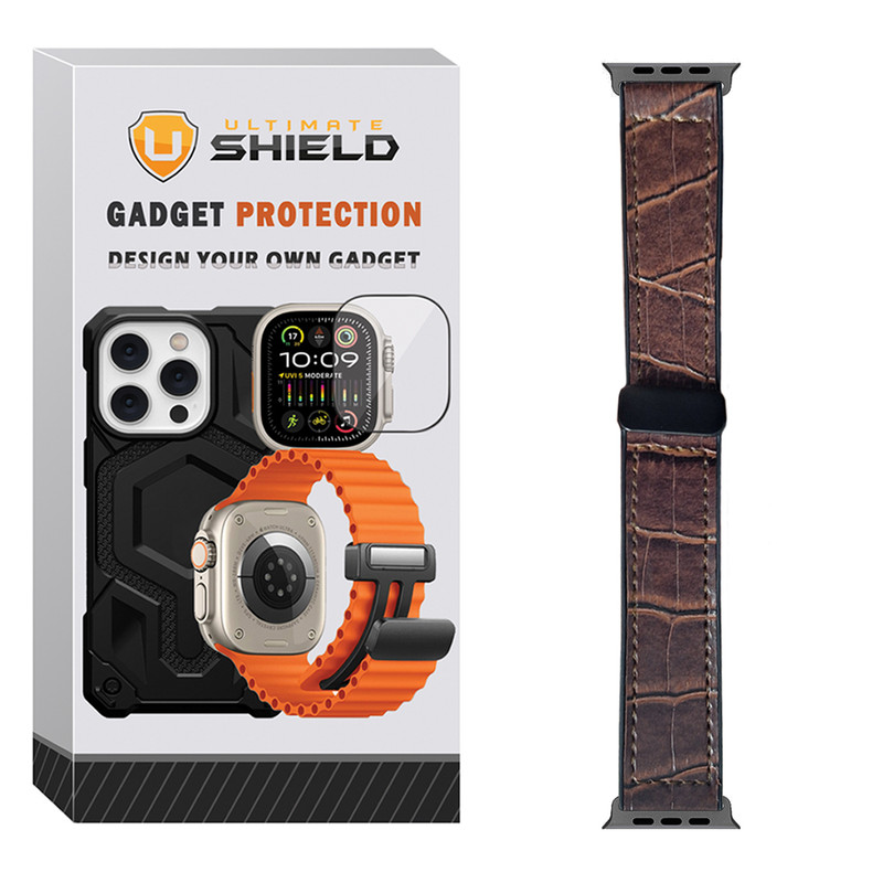 بند آلتیمیت شیلد مدل BB Leather Mag مناسب برای اپل واچ سری Se/Ultra/1/2/3/4/5/6/7/8/9 سایز 42/44/45/49 میلی متری