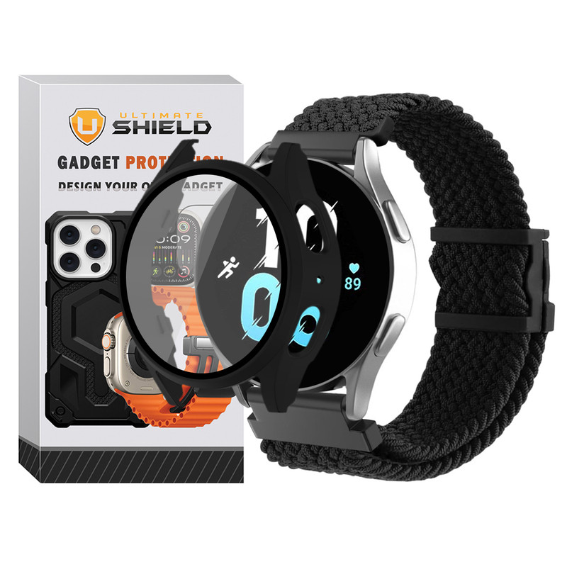 بند آلتیمیت شیلد مدل Braided_Mag_GRD مناسب برای ساعت هوشمند سامسونگ Galaxy Watch 4 44mm / 5 44mm به همراه کاور
