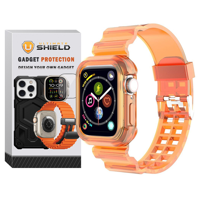بند آلتیمیت شیلد مدل Transparent Shock مناسب برای اپل واچ 42/44 mm سری 1/2/3/4/5/6/SE2021/SE2022 به همراه کاور
