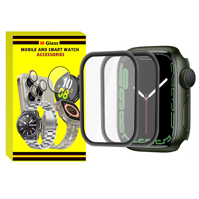 محافظ صفحه نمایش ام‌گلس مدل Film Protector MG مناسب برای اپل واچ سری 7 سایز 45 میلی متری بسته دو عددی