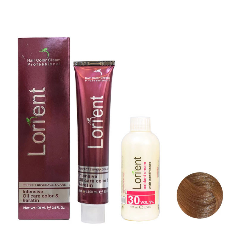 رنگ مو لورینت شماره N6 حجم 100 میلی لیتر رنگ بلوند متوسط به همراه اکسیدان مدل 2 نه درصدی حجم 125 میلی لیتر