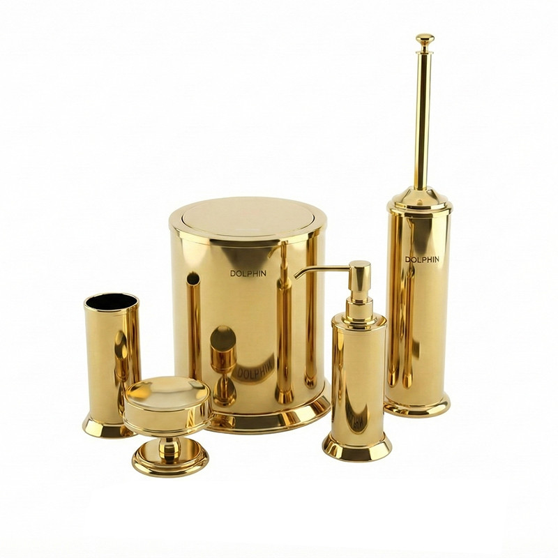 ست سرویس بهداشتی 5 تکه دلفین مدل KH-brass-05-nw
