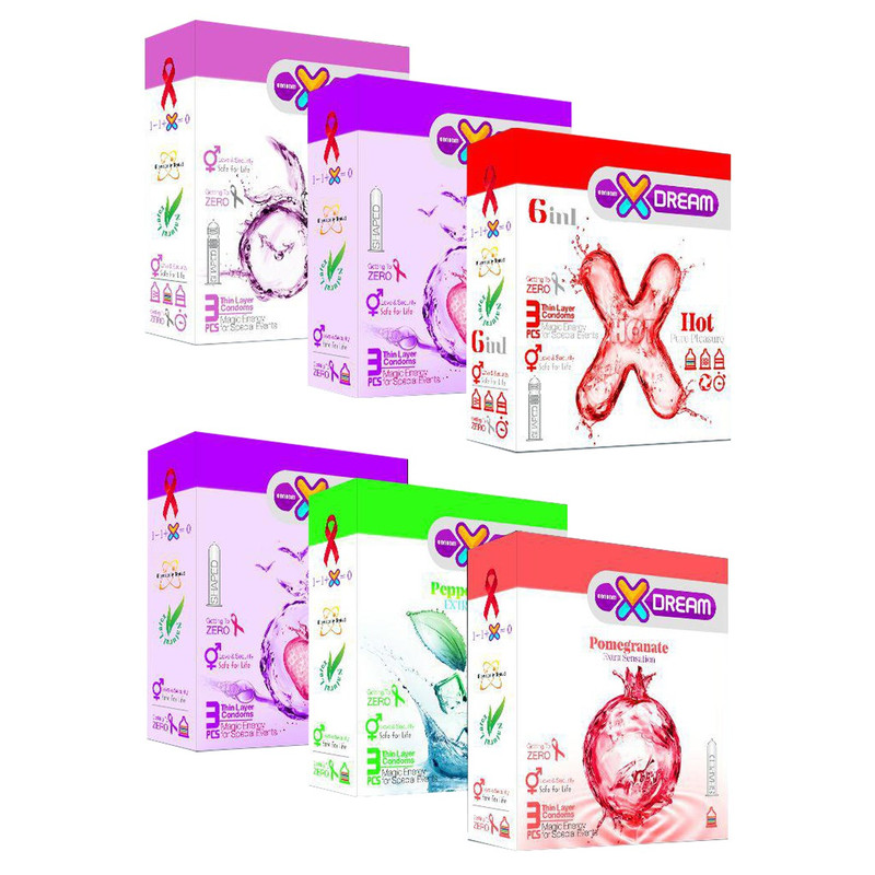 پک 6 بسته ای کاندوم ایکس دریم مدل جور 1 بسته 3 عددی