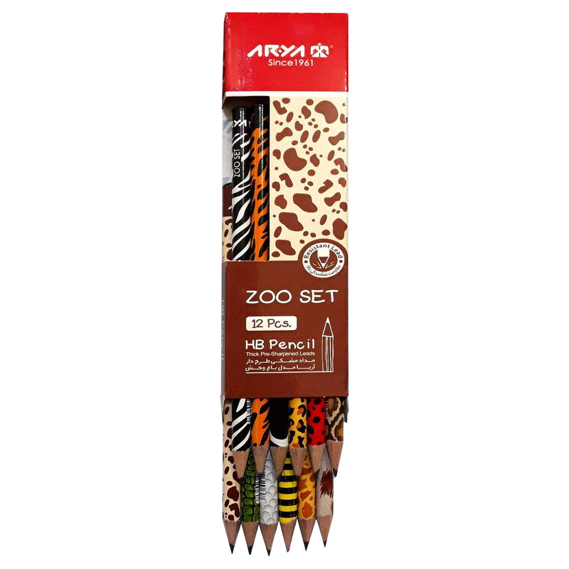 مداد مشکی آریا مدل ZOO SET کد L3035 بسته 12 عددی