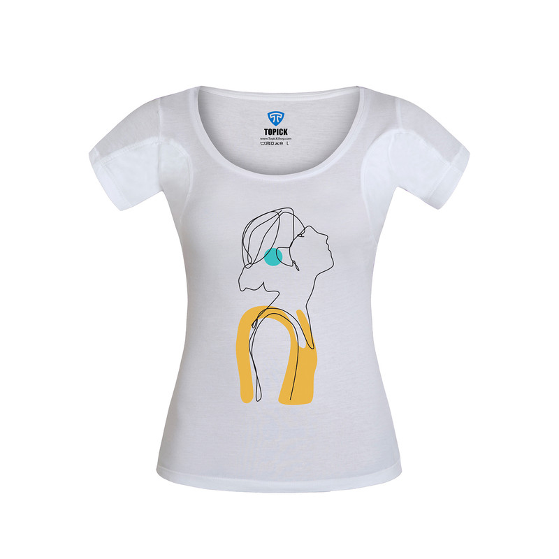 تی شرت آستین کوتاه زنانه تاپیک مدل ضدتعریق طرح نیم رخ