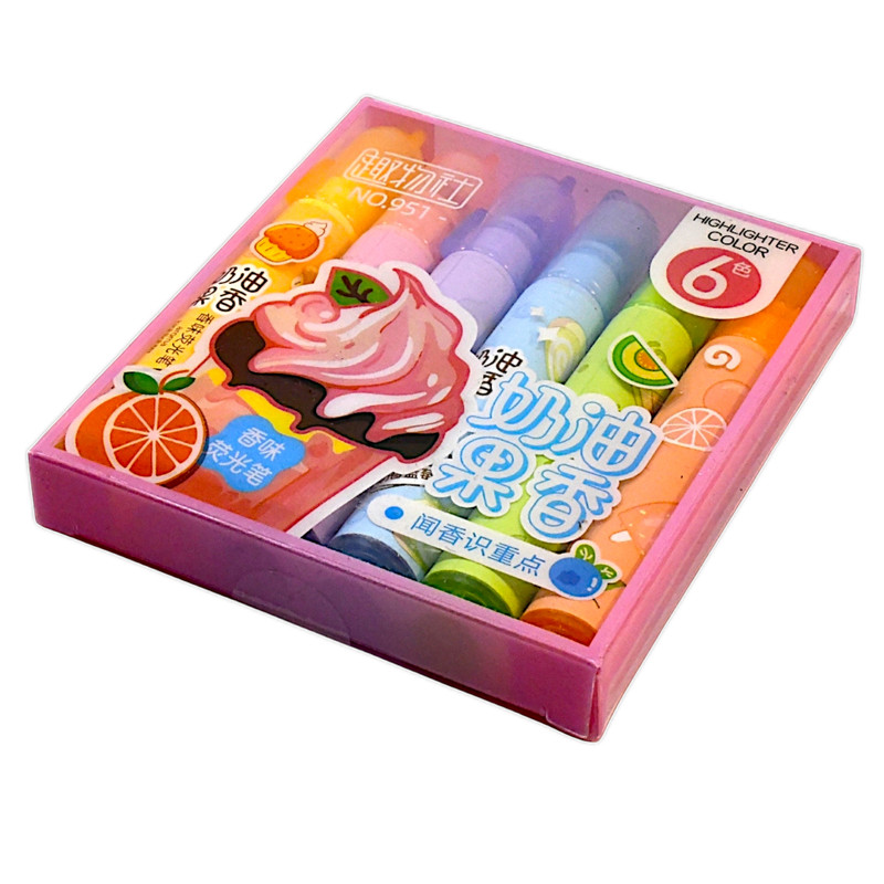 ماژیک علامت گذار مدل میوه ای معطر کد 387 بسته 6 عددی