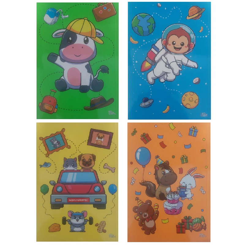 دفتر مشق 100 برگ مدل کارتونی بسته 4 عددی