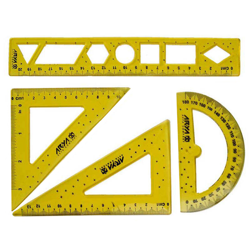 ست خط کش و گونیا آریا مدل 8038 مجموعه 4 عددی