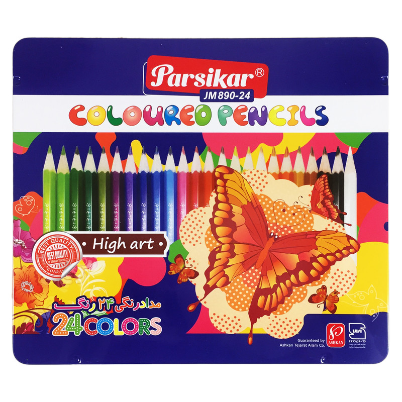 مداد رنگی 24 رنگ پارسی کار مدل JM890-24 Butterfly
