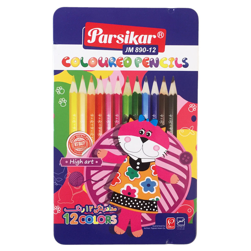 مداد رنگی 12 رنگ پارسیکار مدل JM890-12 Cat