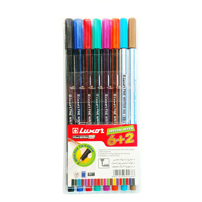 روان نویس لاکسر مدل نوک نمد بسته 8 عددی