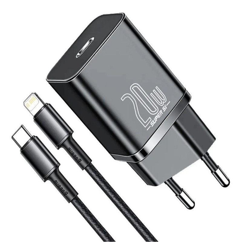 شارژر دیواری باسئوس مدل TZCCSUP-B02 به همراه کابل تبدیل لایتنینگ