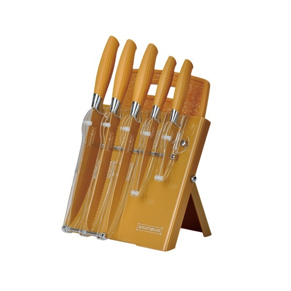 ست چاقو آشپزخانه 5 پارچه رویالیتی لاین مدل RL-7ST-W به همراه استند