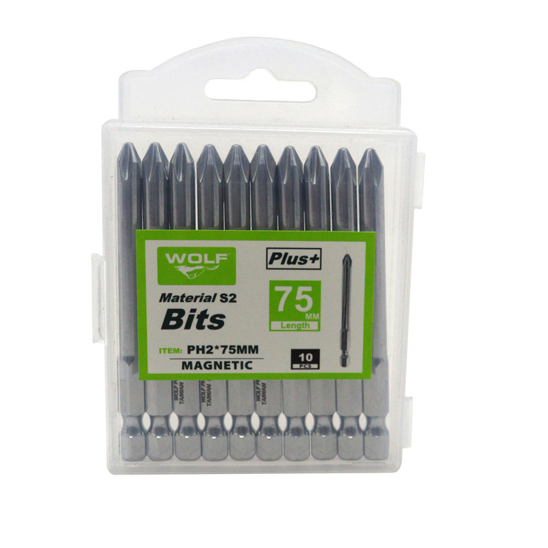 سری پیچ گوشتی چهار سو ولف مدل YP-MAGNETI-PH2x75MM مجموعه 10 عددی 