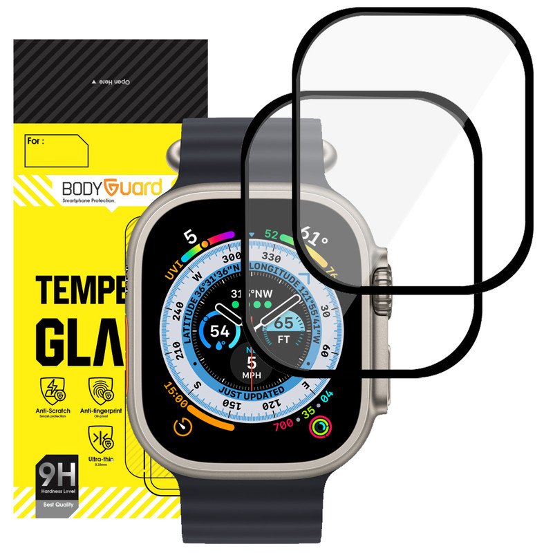 محافظ صفحه نمایش بادیگارد مدل PMMA مناسب برای اپل واچ سری Ultra 49 mm بسته 2 عددی