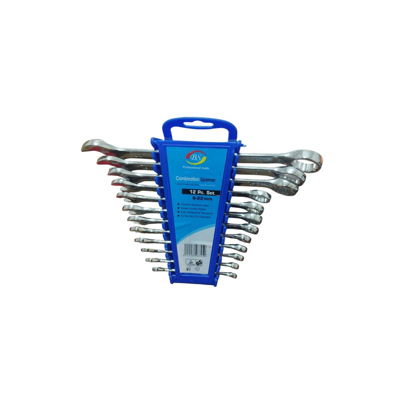 آچار یکسر تخت و یکسر رینگی بی اس مدل  22-6-2-BS مجموعه 12 عددی