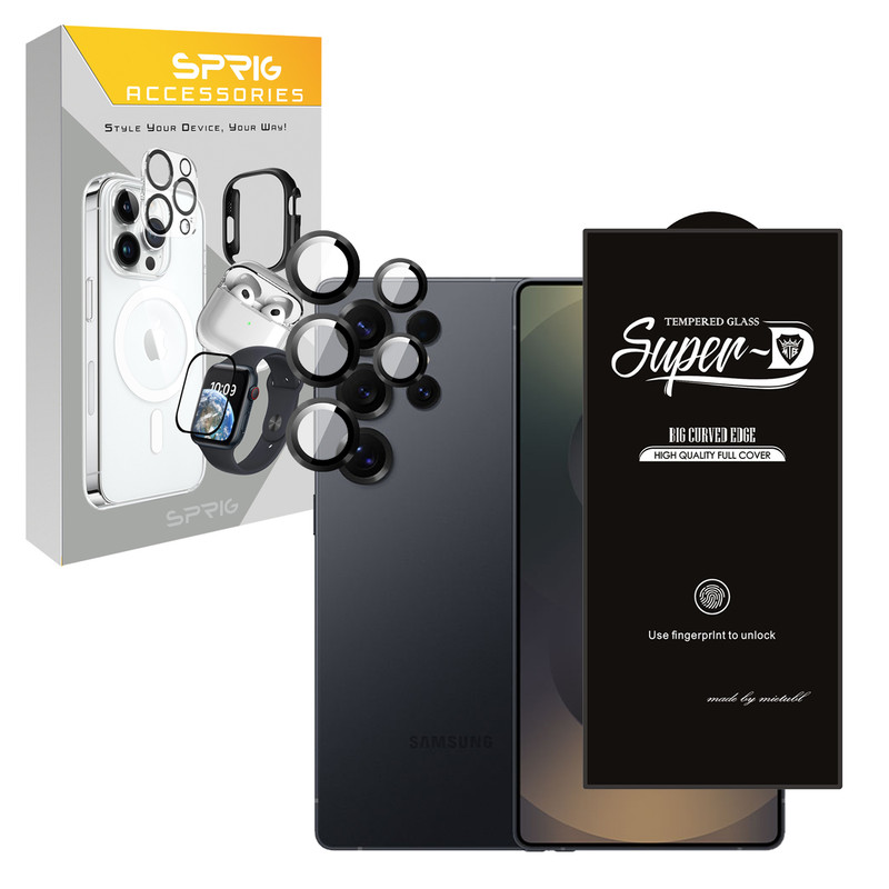 محافظ صفحه نمایش اسپریگ مدل SuperD_Ring مناسب برای گوشی موبایل سامسونگ Galaxy S25 Ultra به همراه محافظ لنز