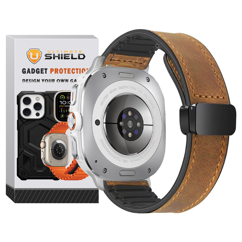 بند آلتیمیت شیلد مدل Smooth Leather Mag NV8 SL مناسب برای ساعت هوشمند سامسونگ Galaxy Watch 8 40mm / Galaxy Watch 8 44mm / Galaxy Watch 8 Classic 46mm