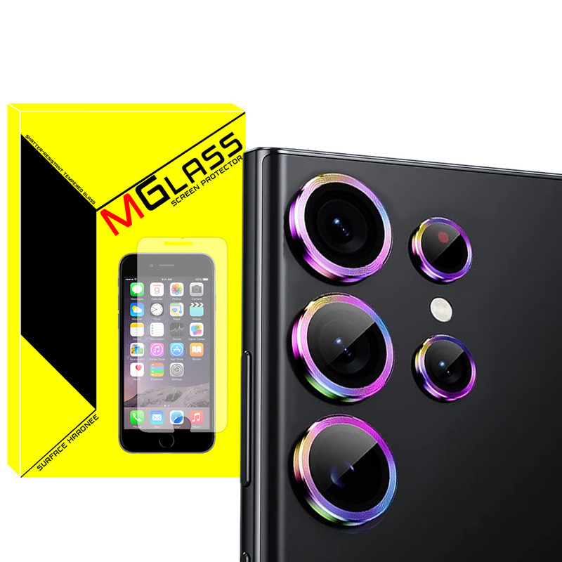 محافظ لنز دوربین ام‌گلس مدل Colorful Ring MG مناسب برای گوشی موبایل سامسونگ Galaxy S22 Ultra