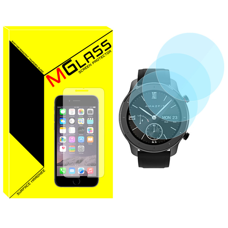 محافظ صفحه نمایش شیشه‌ای ام‌گلس مدل Glass-MG مناسب برای ساعت هوشمند امیزفیت GTR 42mm بسته سه عددی
