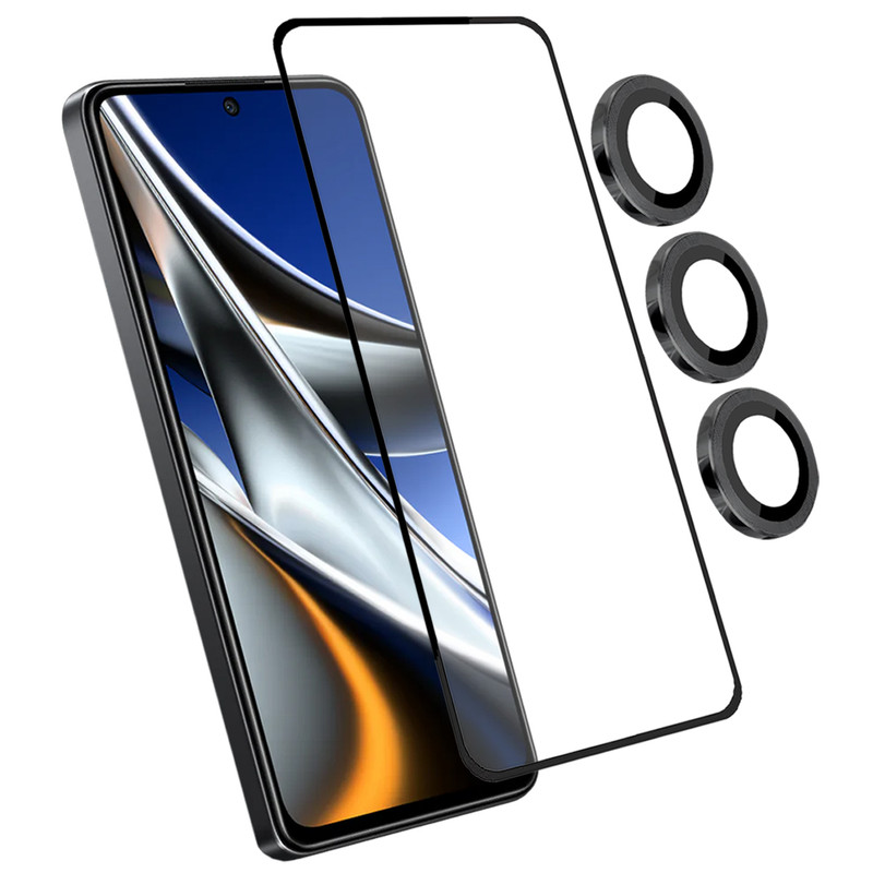 محافظ صفحه نمایش آکوآرا مدل Premium Fring مناسب برای گوشی موبایل شیائومی Poco F6 Pro به همراه محافظ لنز دوربین