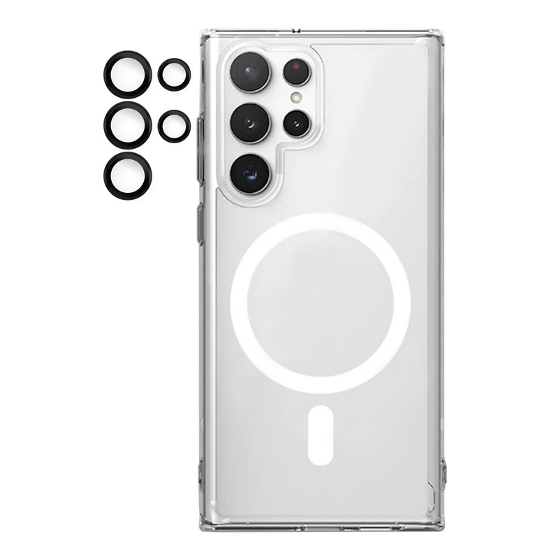 کاور آکوآرا مدل MagSafe BKRNG مناسب برای گوشی موبایل سامسونگ Galaxy S24 Ultra به همراه محافظ لنز دوربین