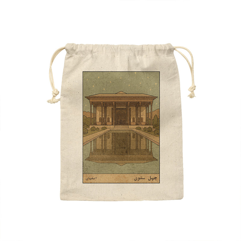 کیسه نان و سبزی ترمه طراحان ایده مدل کارت کاخ چهل ستون اصفهان کد map1504 - S سایز 19x19 سانتی متر