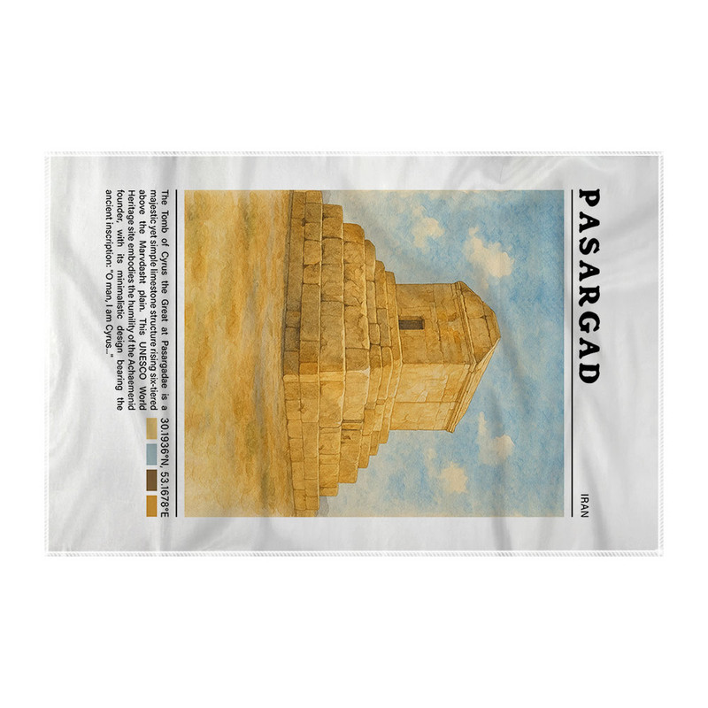 کاغذ کادو ترمه طراحان ایده مدل آرامگاه کوروش بزرگ پاسارگاد کد map0826 سایز 57x37 سانتی متر