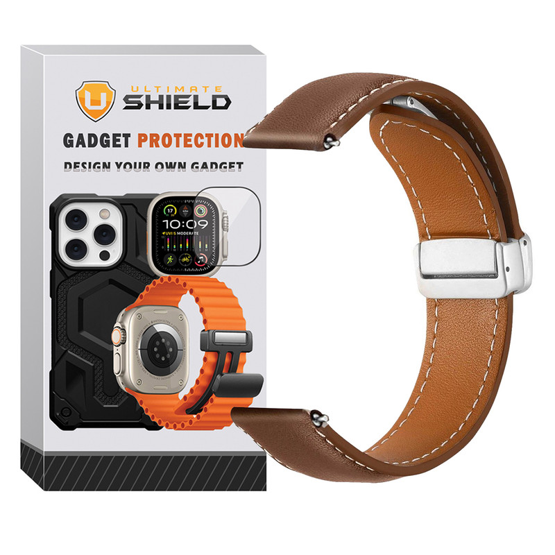 بند آلتیمیت شیلد مدل MAG Leather TW مناسب برای ساعت هوشمند میبرو GS Active / GS Explorer / GS Explorer S 22mm