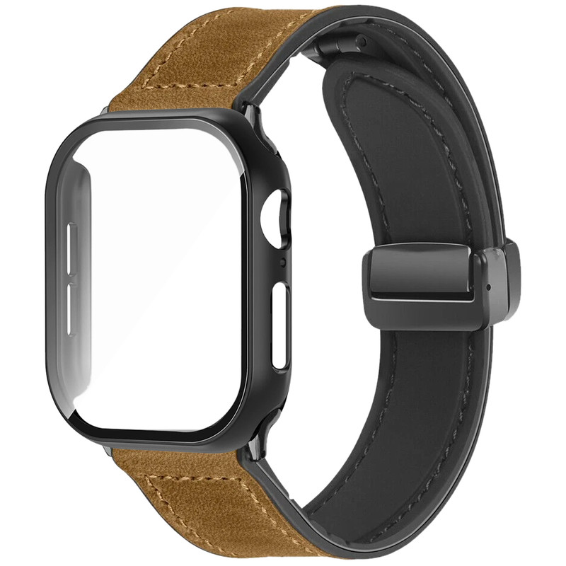 بند اسپریگ مدل Magnetic Soft Leather GLS مناسب برای اپل واچ 46 میلی متری سری 10/11 به همراه کاور
