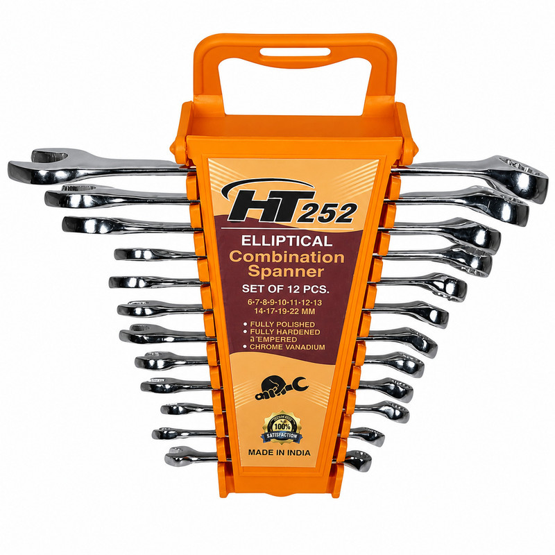آچار یکسر تخت و یکسر رینگی مدل HT252 پلکانی مجموعه 12 عددی