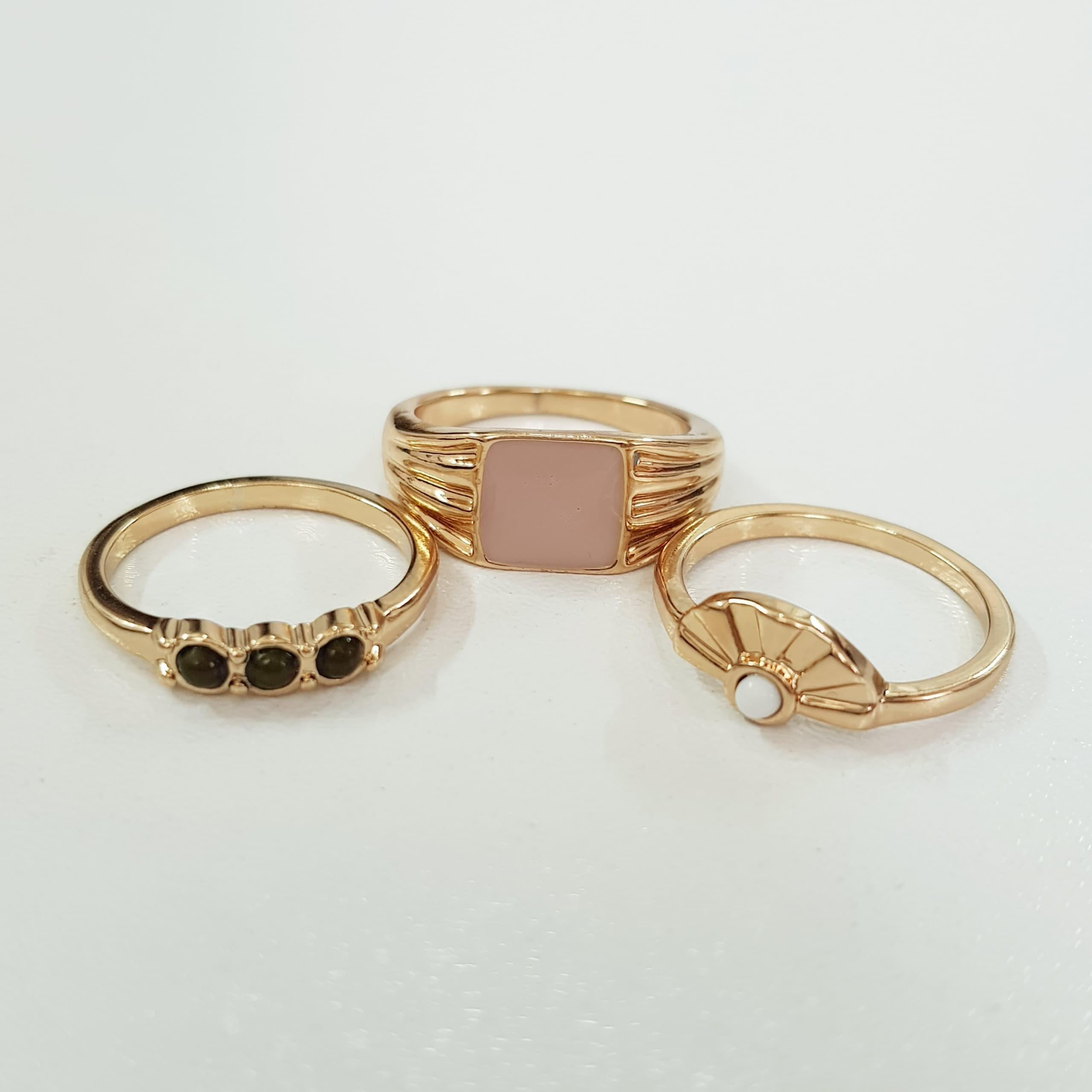 پک انگشتر حلقه آبکاری طلا نگین زیرکنیا ، کار فوق العاده زیبا و درخشان