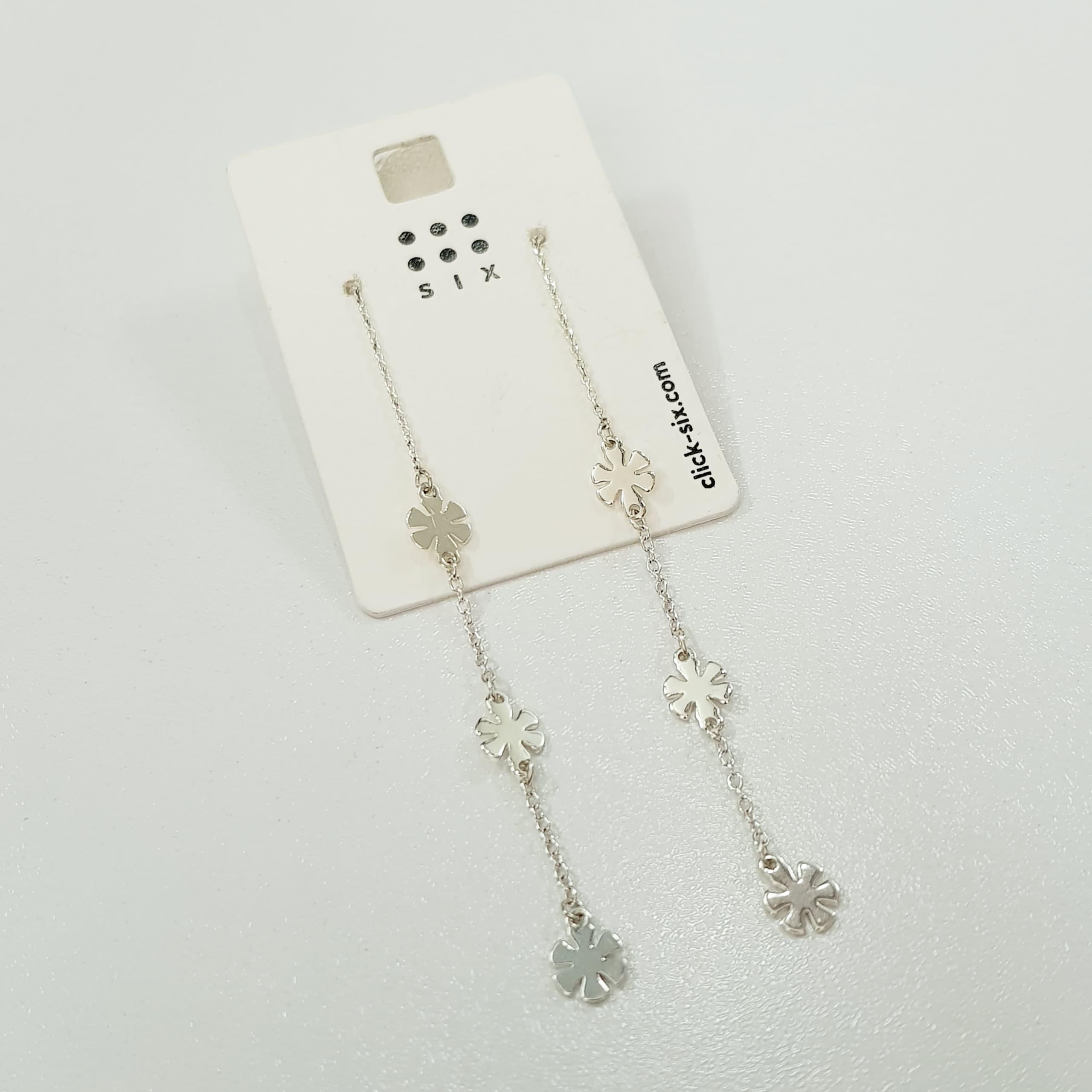 گوشواره بخیه ای نقره ای طرح گل ، فوق العاده زیبا و ظریف