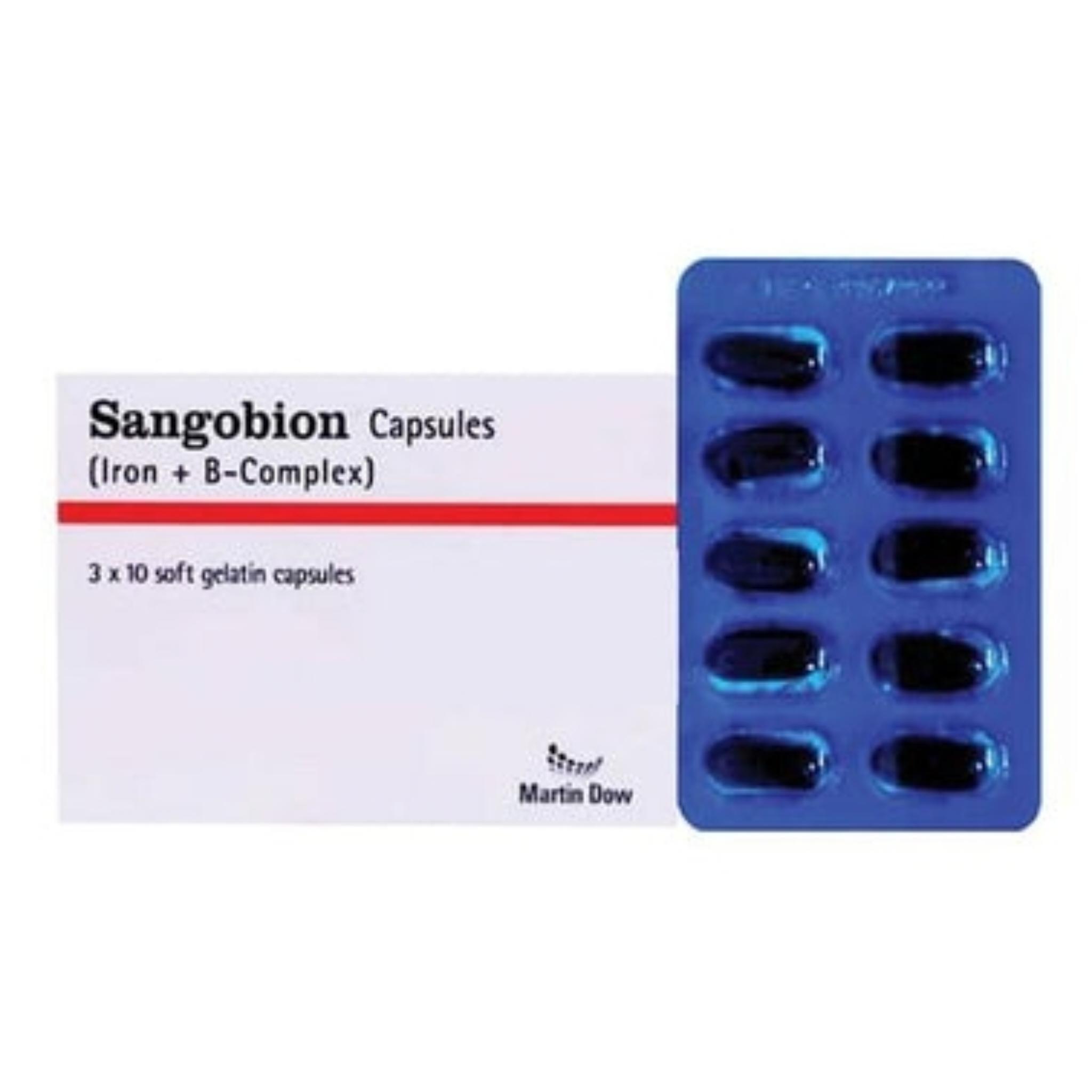 ترکیب گیاهی اصل کپسول سانگوبیون بسته 30 عددی (آهن و ب کمپلکس)