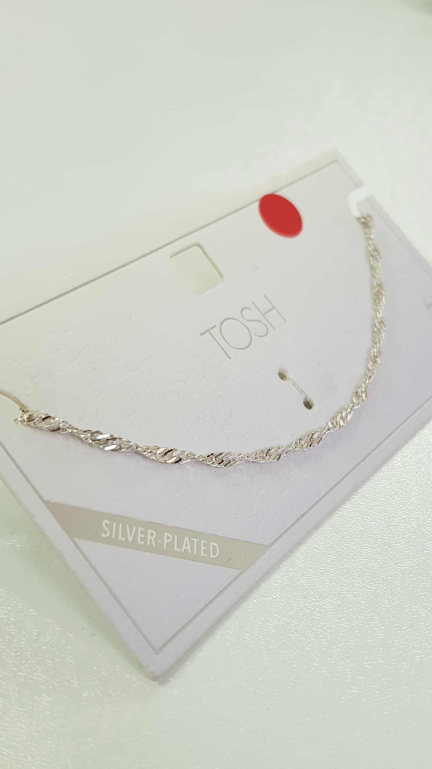 پابند آبکاری نقره زنجیر دیسکو  ، فری سایز قابل تنظیم ، برند TOSH