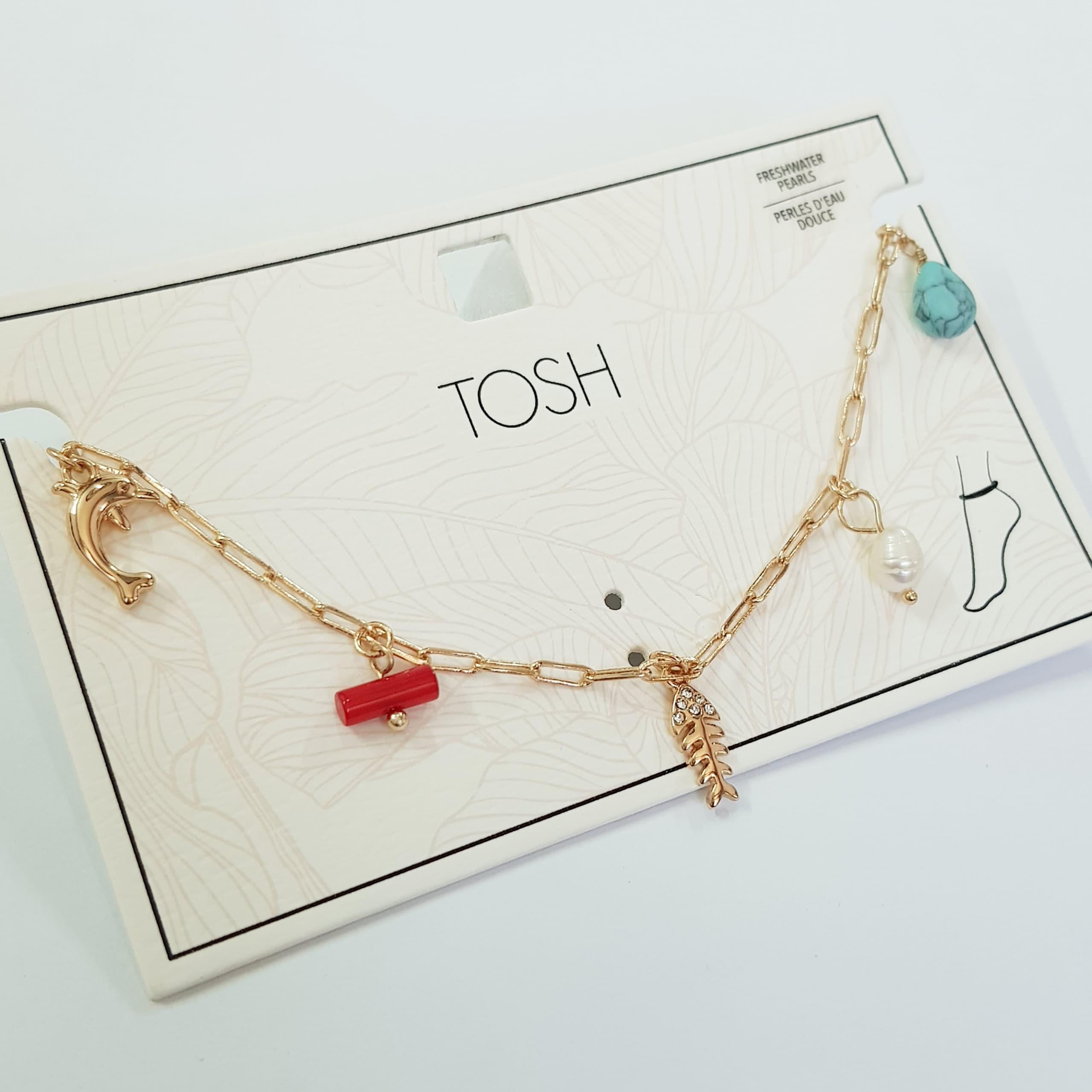 پابند طلایی آویز مروارید آب شیرین اصل از برند TOSH  آلمان