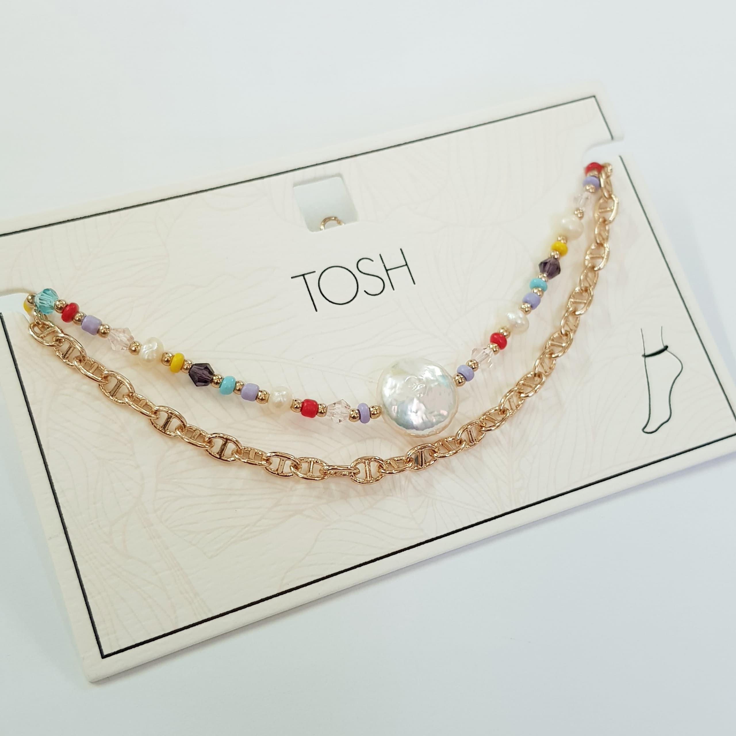 پک دو عددی پابند کار شده با مروارید باروک درشت از برند آلمانی TOSH