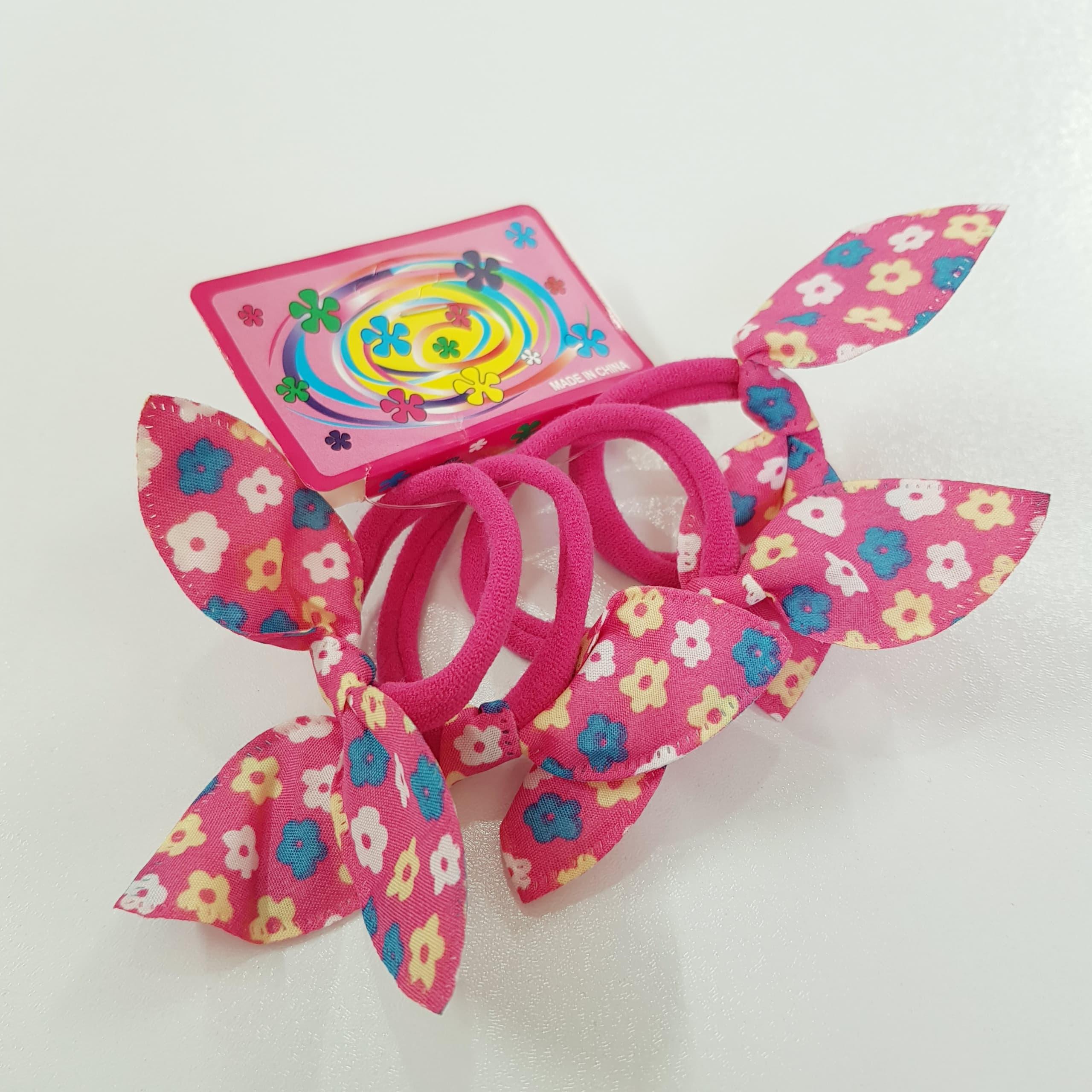 پک ۴ عددی کش مو صورتی پاپیونی گلدار