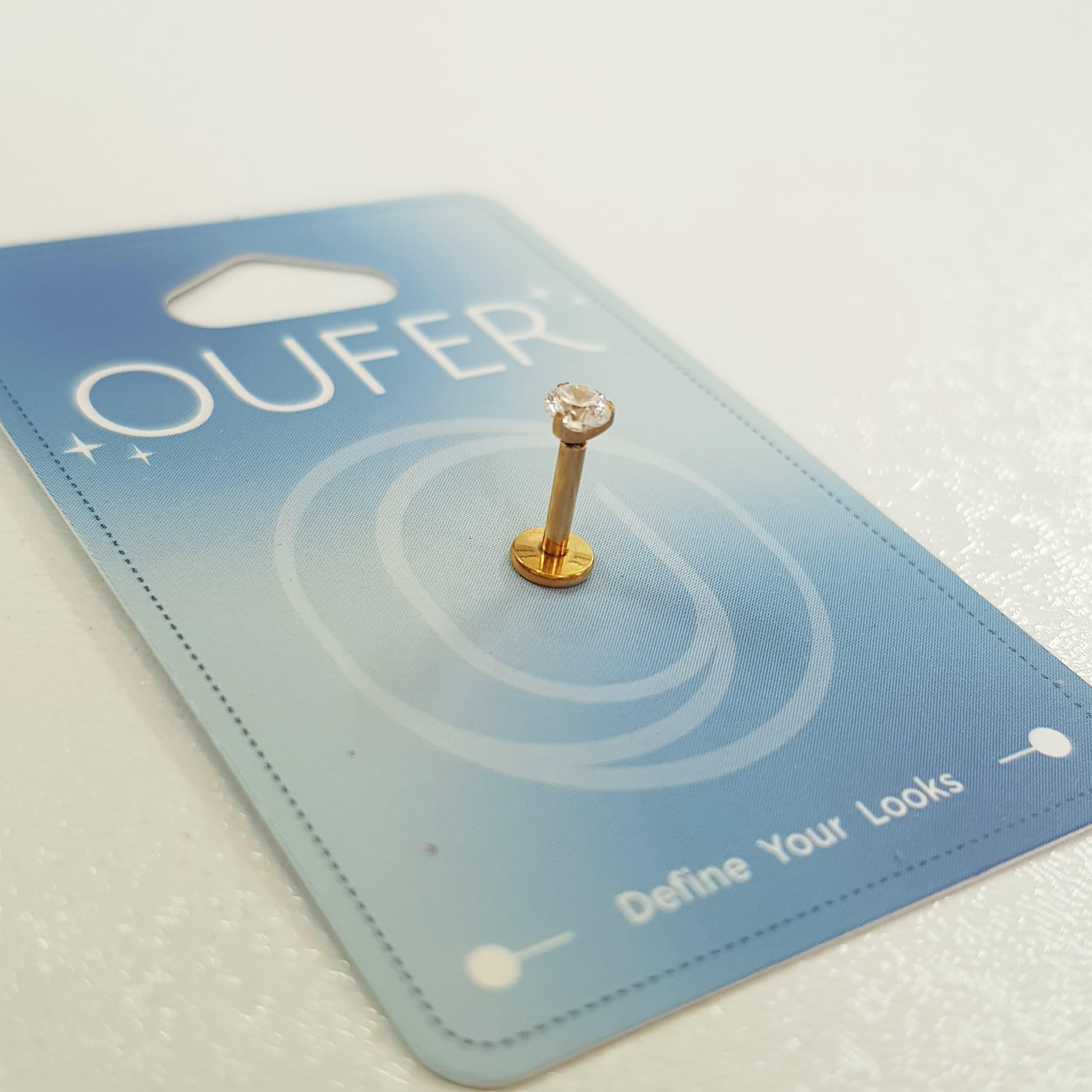 پیرسینگ چند کاره استیل طلایی ، نگین دار