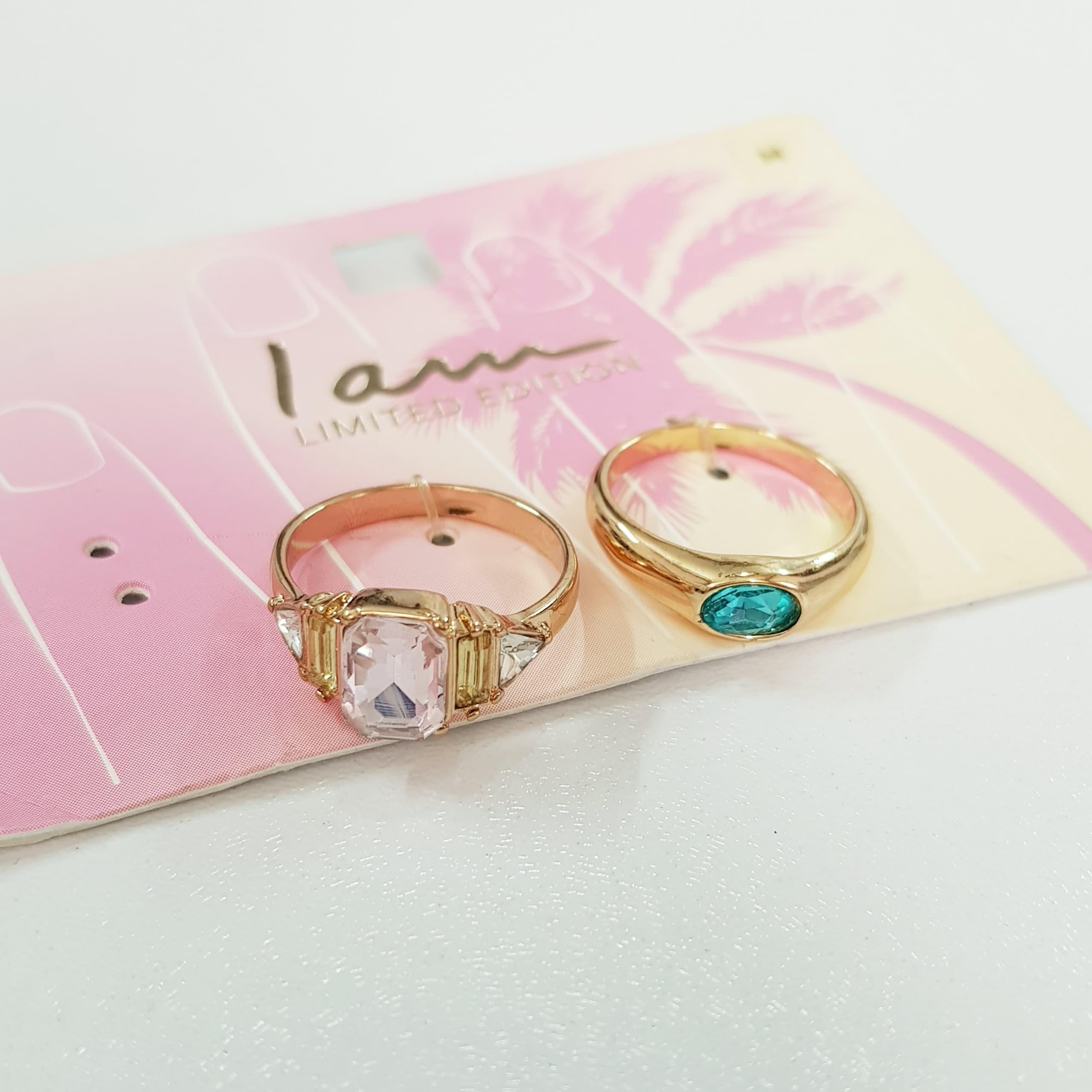 پک دو عددی انگشتر طلایی نگین دار برند iam