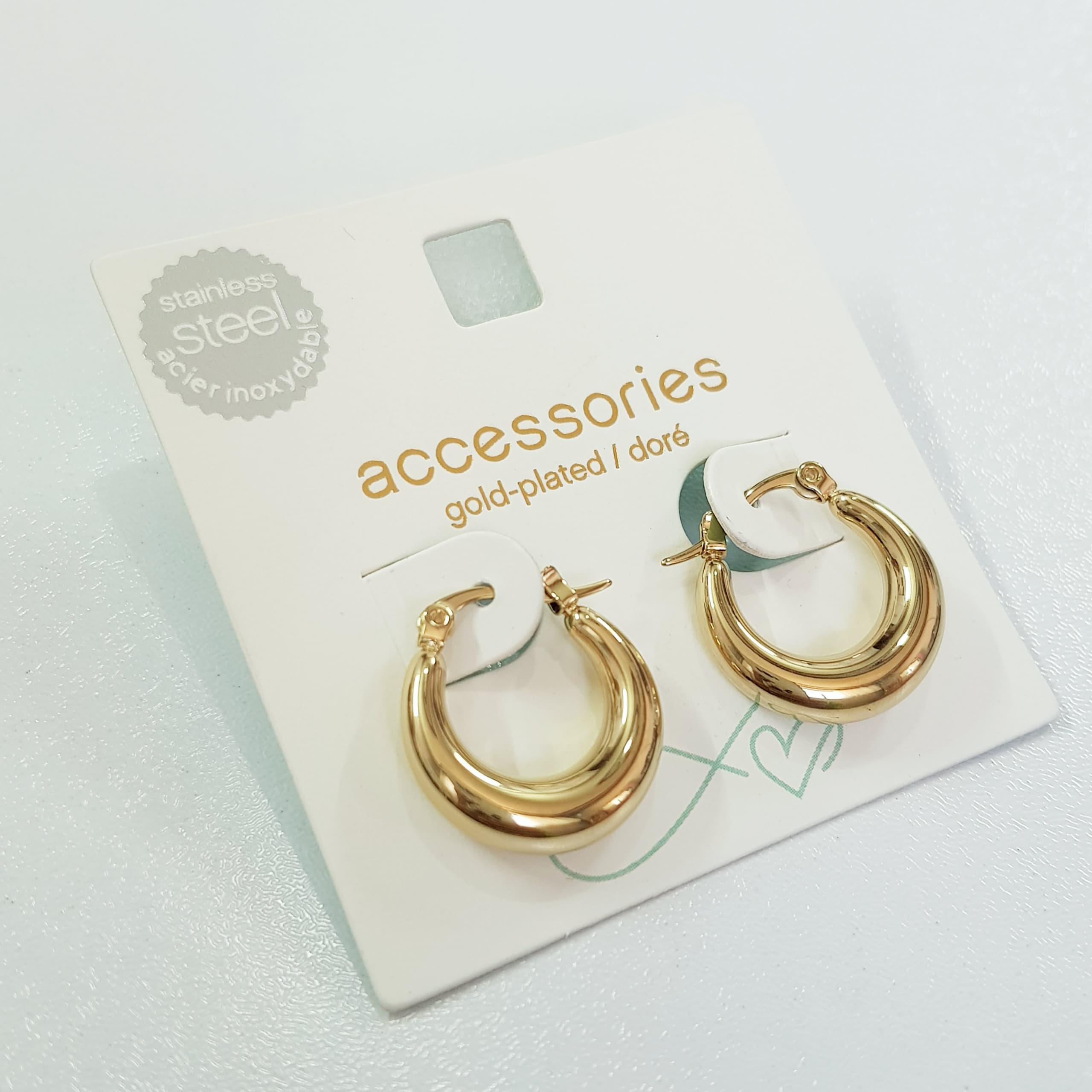 گوشواره قفلی استیل با آبکاری طلا برند ACC